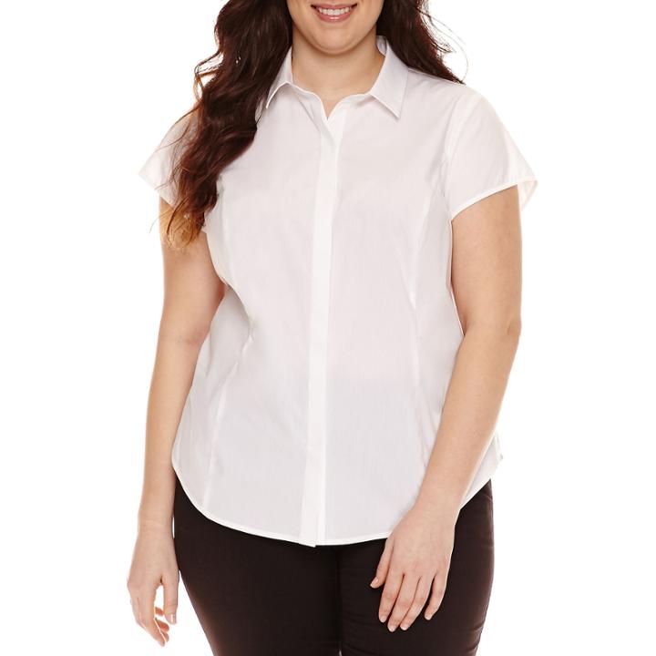 Worthington Short Sleeve Button Front Shirt - Plus