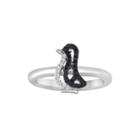 1/10 Ct. T.w. White And Color-enhanced Black Diamond Sterling Silver Penguin Ring