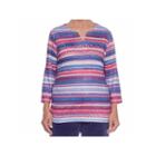 Alfred Dunner Royal Jewels Split Crew Neck T-shirt-womens