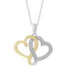 Womens 1/10 Ct. T.w. Genuine White Diamond 10k Two Tone Gold Heart Pendant Necklace