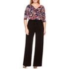 London Times Elbow-sleeve Cowl Neck Blouson Jumpsuit - Plus