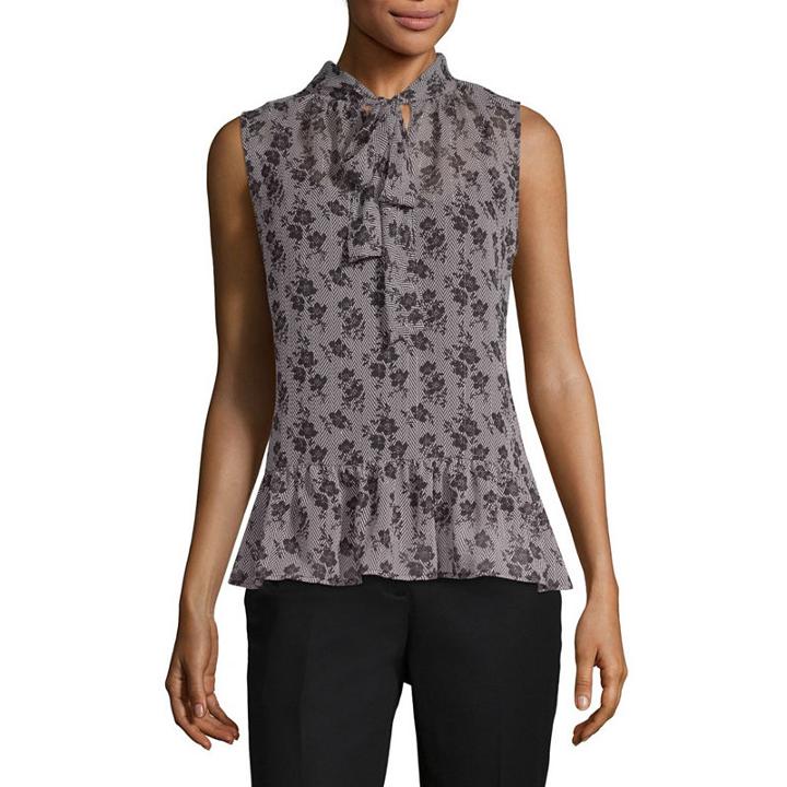 Liz Claiborne Sleeveless High Neck Woven Blouse