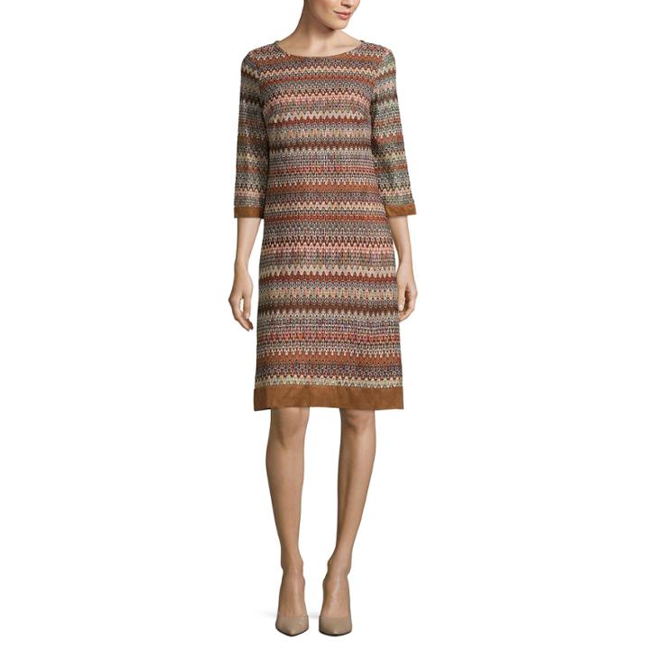 Studio 1 3/4-sleeve Crochet Shift Dress