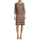 Studio 1 3/4-sleeve Crochet Shift Dress