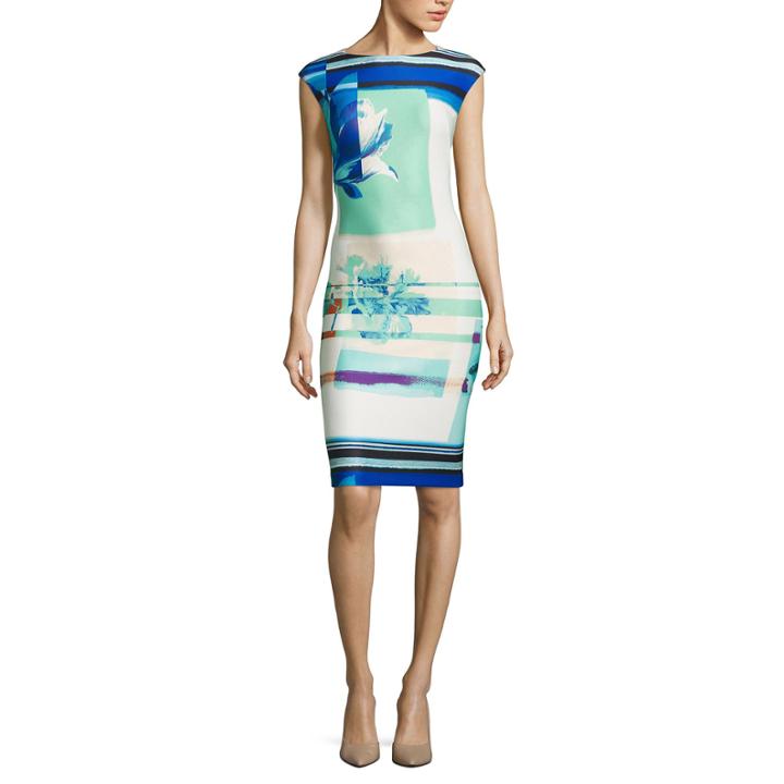 J Taylor Sleeveless Paisley Sheath Dress