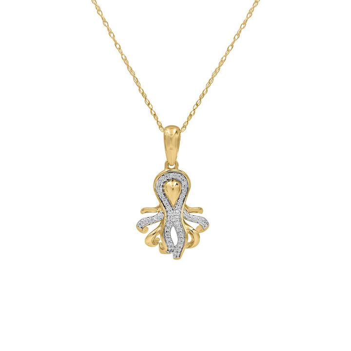 Womens 1/8 Ct. T.w. Genuine White Diamond 10k Gold Over Silver Pendant Necklace