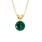 Lab-created Round Emerald 10k Yellow Gold Pendant Necklace