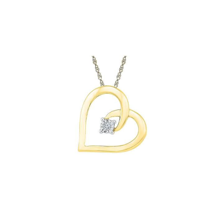 Diamond Accent 10k Yellow Gold Heart Pendant Necklace