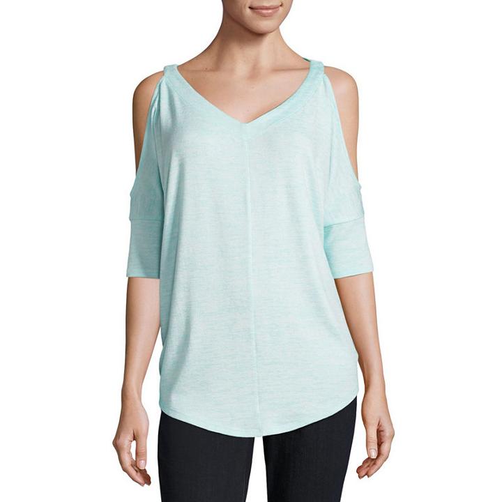 A.n.a Elbow Sleeve Scoop Neck T-shirt-womens
