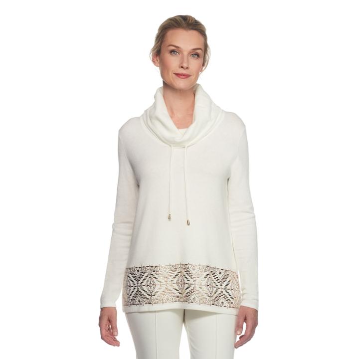 Lark Lane Holiday Rose Cowl Neck Pullover Sweater