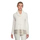 Lark Lane Holiday Rose Cowl Neck Pullover Sweater