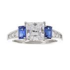 Diamonart Cubic Zirconia & Lab-created Blue Sapphire 3-stone Ring