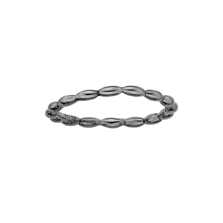 Personally Stackable Black Sterling Silver 3.5mm Rice Bead Ring