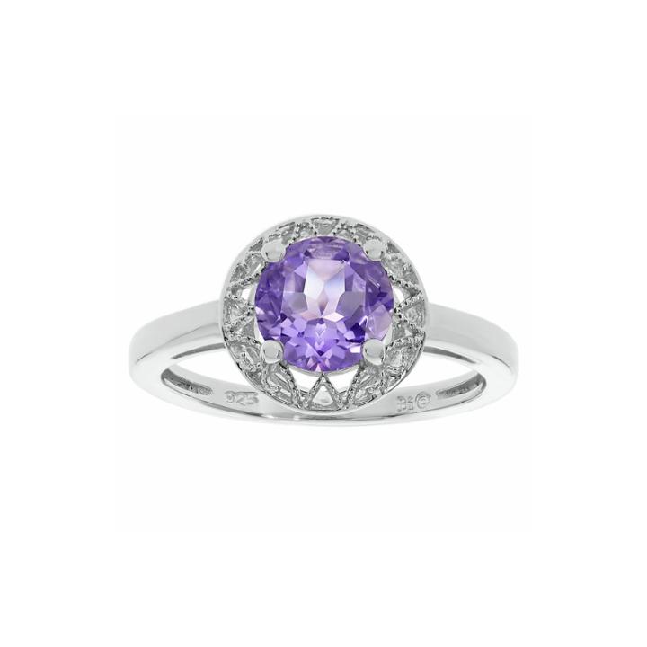 Genuine Amethyst Filigree Sterling Silver Ring