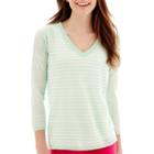 Stylus&trade; 3/4-sleeve V-neck Striped Sweater - Tall