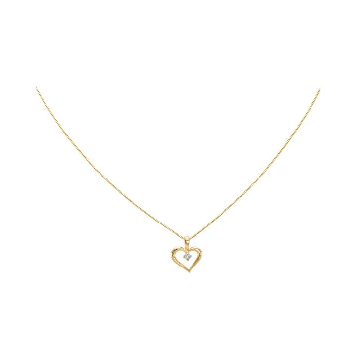 Diamond Accent 14k Yellow Gold Heart Pendant Necklace