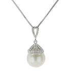 11-12mm Cultured Freshwater Pearl And Genuine White Topaz Sterling Silver Pendant