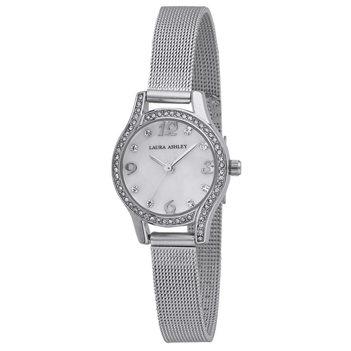 Laura Ashley Womens Silver Tone Strap Watch-la31037ss