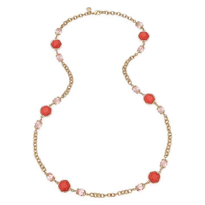 Monet Gold-tone Orange Strand Necklace