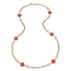 Monet Gold-tone Orange Strand Necklace