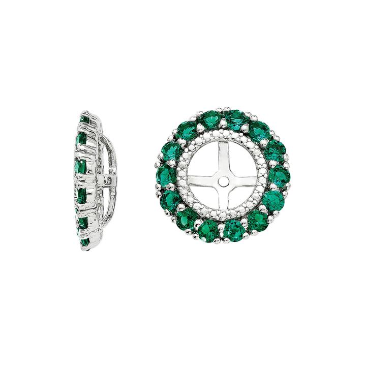 Lab-created Emerald And Diamond Accent Sterling Silver Earring Jackets