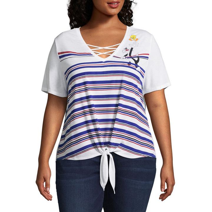 Looney Tunes Tie Front Tee - Juniors Plus
