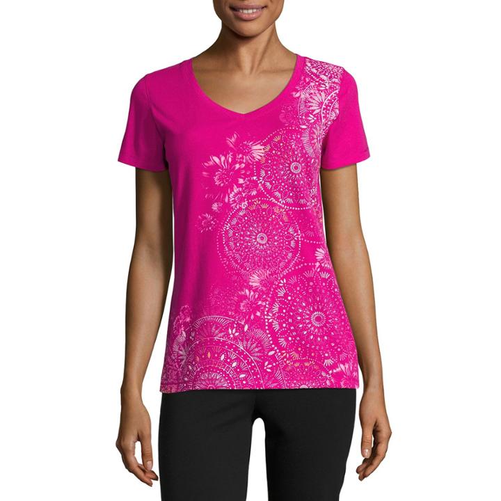 Made For Life Short Sleeve V Neck T-shirt-womens Petites