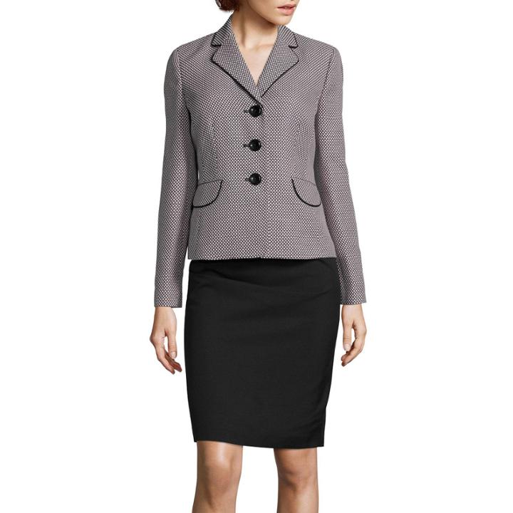 Le Suit Long-sleeve 3-button Dot Notch-lapel Jacket And Skirt Suit Set