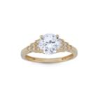 Womens 1 7/8 Ct. T.w. Round White Cubic Zirconia 10k Gold Engagement Ring
