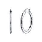 Sterling Silver Diamond-cut 29mm Hoop Earrings