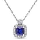 Womens 1/10 Ct. T.w. Blue Sapphire 10k Gold Pendant Necklace