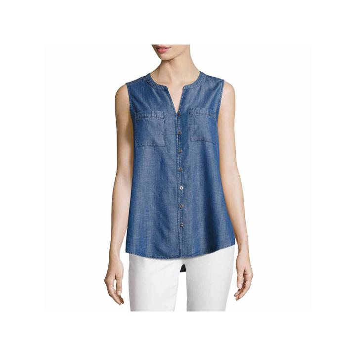 Liz Claiborne Sleeveless Button-front Shirt-talls