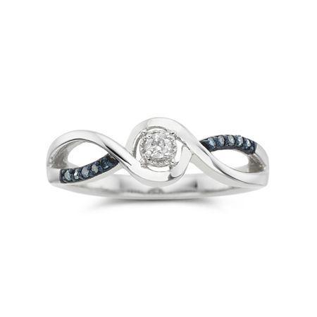 1/10 Ct. T.w. Blue & White Diamond Promise Ring