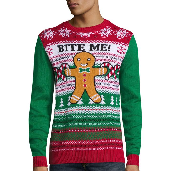 Novelty Season Cookie Ugly Xmas Cotton Blend Pullover Sweater