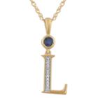 L Womens Lab Created Blue Sapphire 14k Gold Over Silver Pendant Necklace