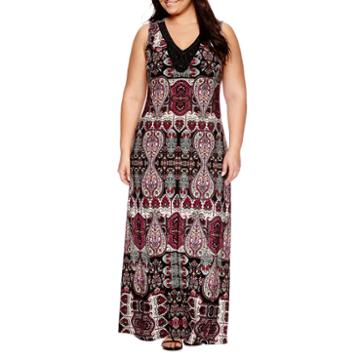 Jennie And Marlis Sleeveless Beaded Paisley Maxi Dress-plus