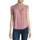 Self Esteem Sleeveless Mock Neck Knit Blouse-juniors