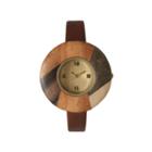 Olivia Pratt Faux Wood Bezel Dark Brown Petite Leather Watch 26265wdark Brown