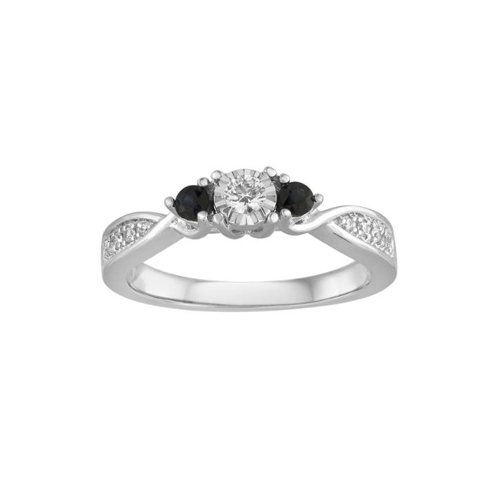 1/8 Ct. T.w. Diamond And Genuine Blue Sapphire Crossover Promise Ring