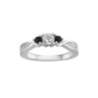 1/8 Ct. T.w. Diamond And Genuine Blue Sapphire Crossover Promise Ring