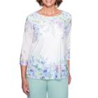 Alfred Dunner Day Dreamer 3/4 Sleeve Crew Neck T-shirt-womens