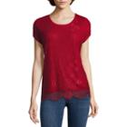 I Jeans By Buffalo Short Sleeve Mix Media Lace Top