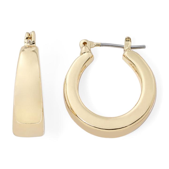 Sensitive Ears Gold-tone Tapered Hoop Earrings