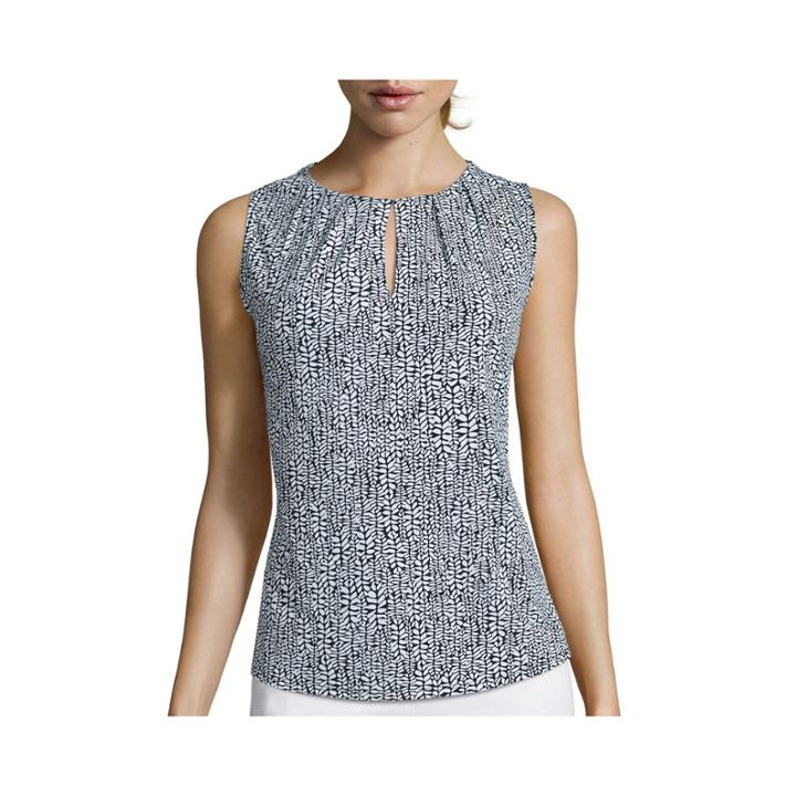Liz Claiborne Sleeveless Pleat Neck Top - Tall
