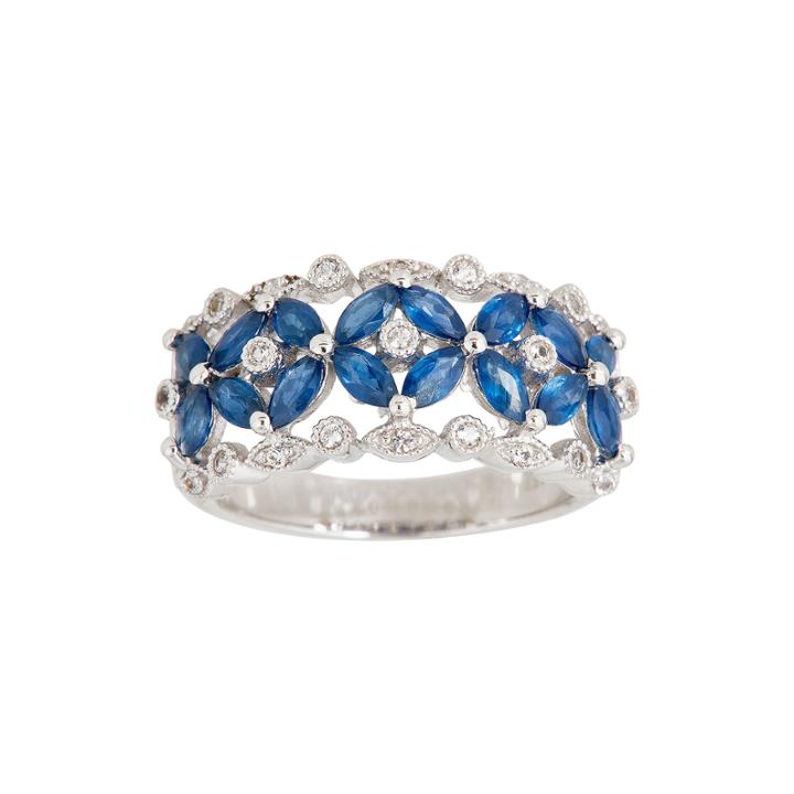 Limited Quantities Genuine Blue And White Sapphire Sterling Silver Ring