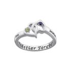 Personalized Together Forever Engraved Birthstone Hearts Ring