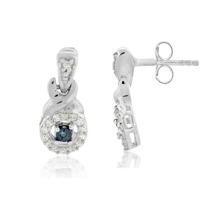 1/8 Ct. T.w. Blue Diamond Drop Earrings