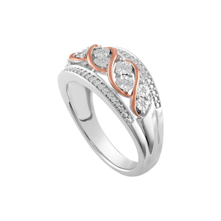 Womens 1/10 Ct. T.w. Genuine White Diamond Sterling Silver Band