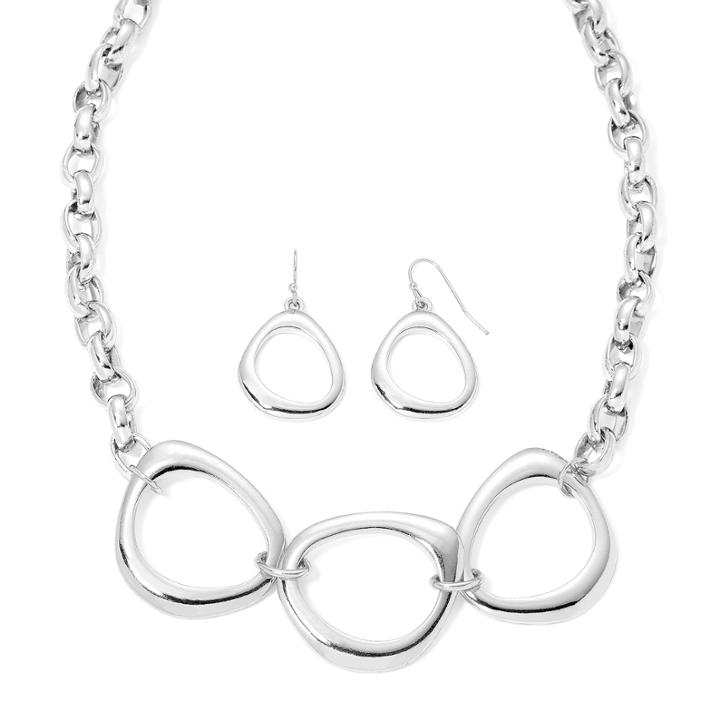 Liz Claiborne Silver-tone Necklace And Earrings Set