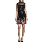 Luxology Sleeveless Embroidered Floral Shift Dress